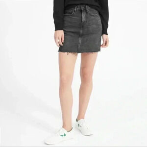Everlane Denim Skirt Raw Hem Washed Black 29